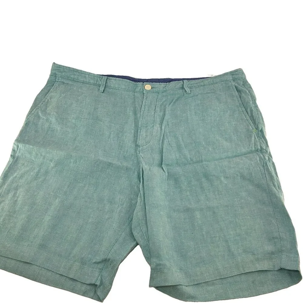 Tommy Bahama Linen Blend Shorts Men’s Size 40 Mint Green Chino Flat Front